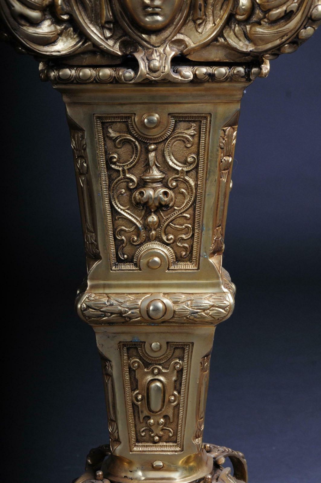 20th Century Massive Finely Engraved Bronze Pillar Or Column, Gold photo vintage