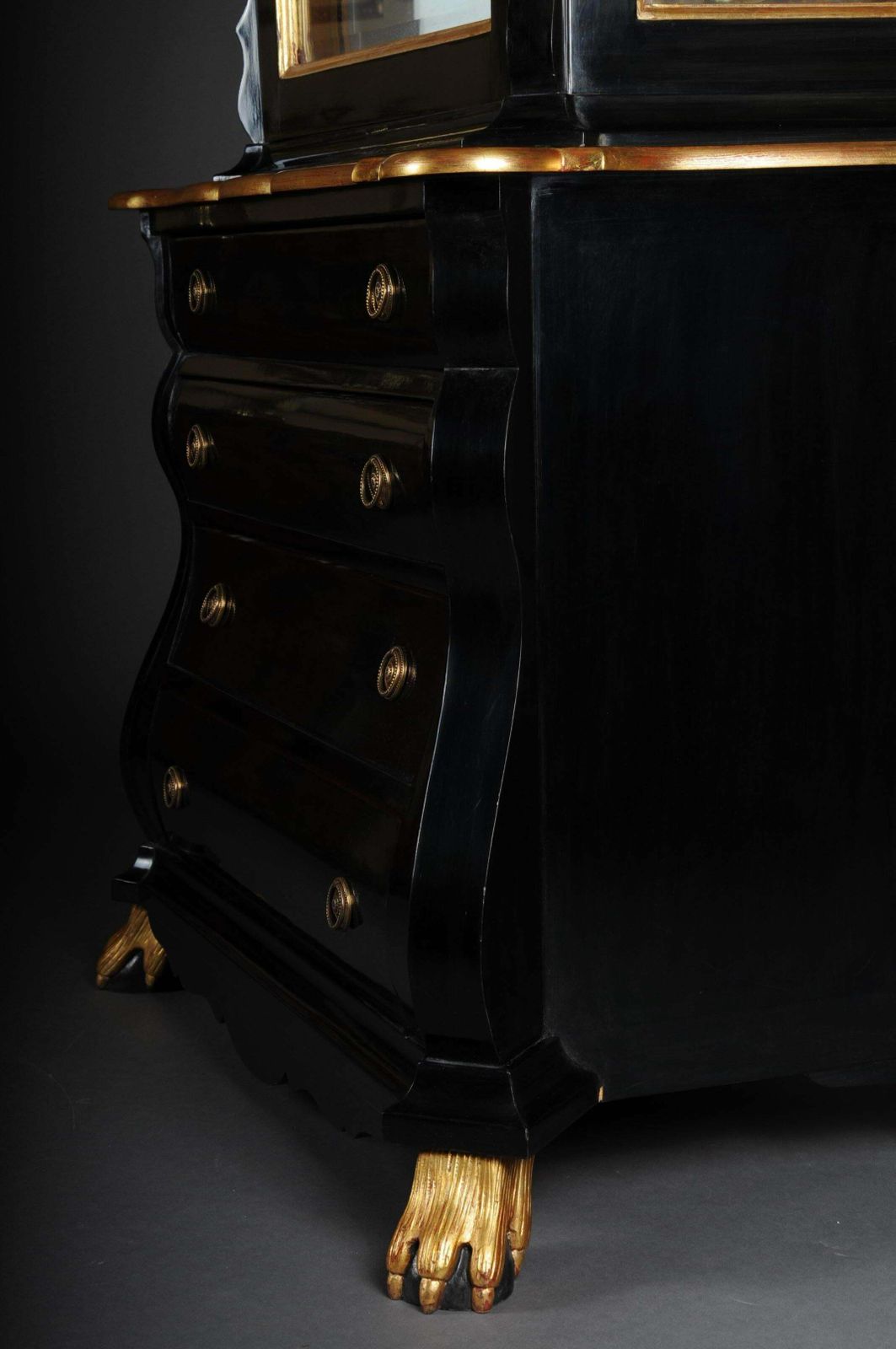 photo buy 20th Century Baroque Style Designer Display Cabinet, Black / Gold