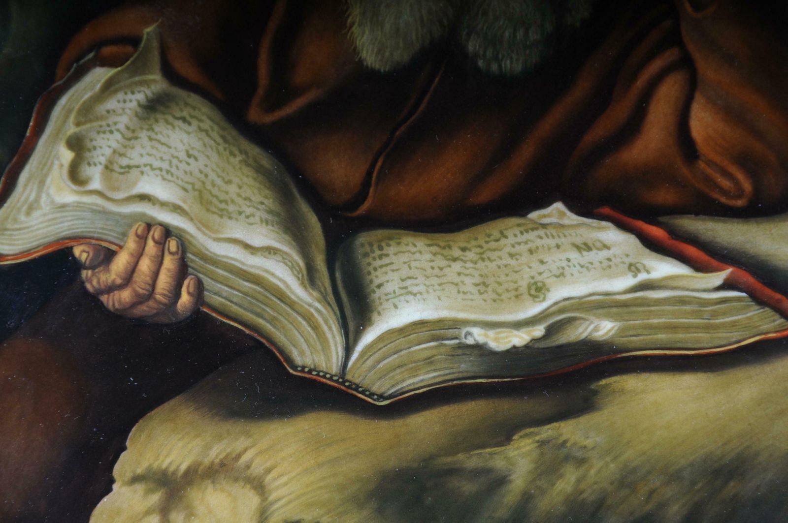 Porcelain Picture Plate Painting After Salomon Koninck "The Hermit" photo 1011.0