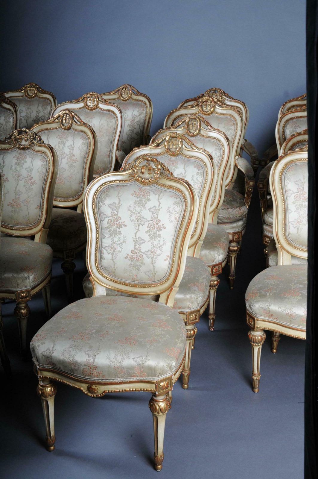 photo vintage French Set Of 18 Salon Chairs / Armchairs, Napoleon III