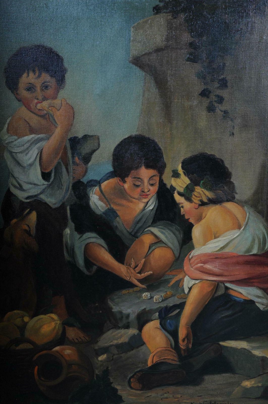 Oil Painting Gibbet Dice Player After Murillo photo furniture
