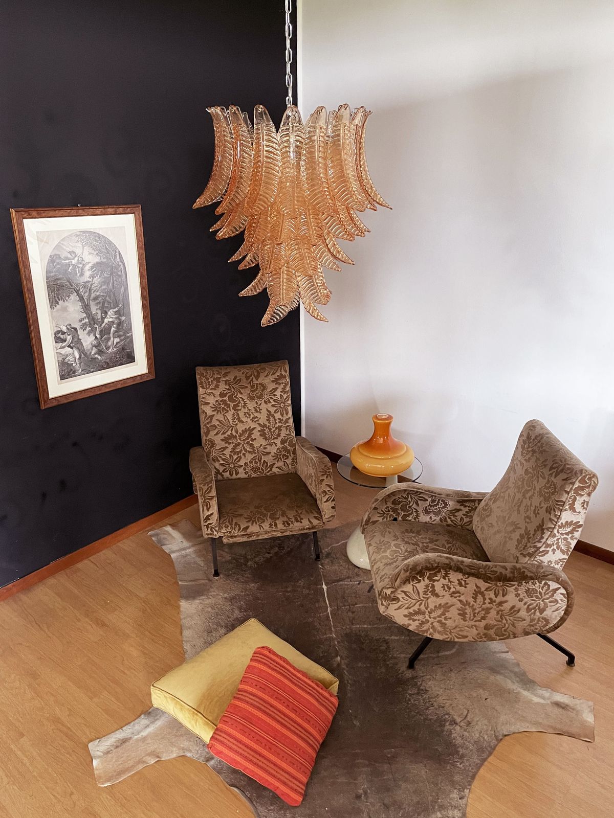 Huge Italian Murano Six Tier Amber Felci Glass Chandelier photo for sale