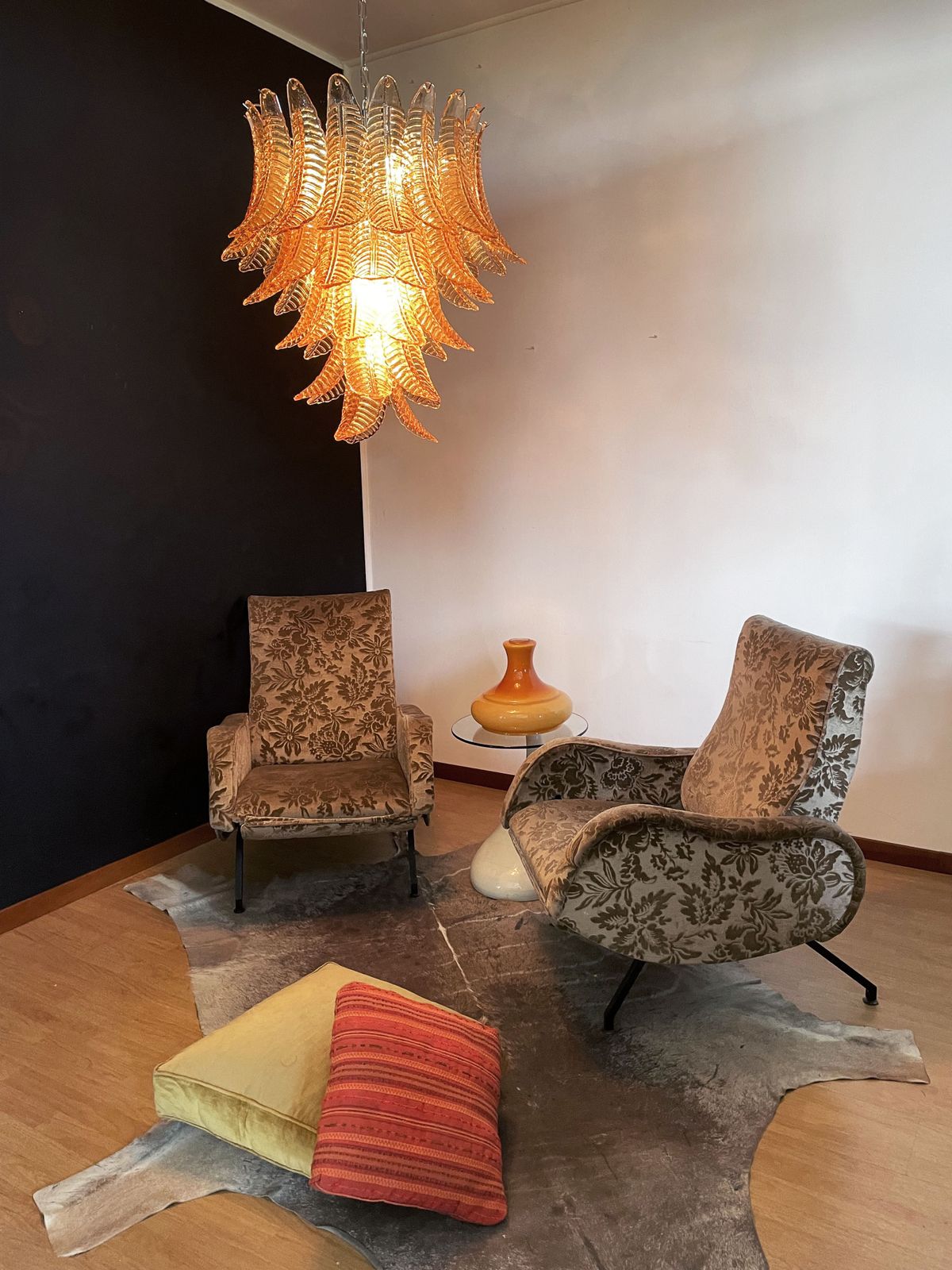Huge Italian Murano Six Tier Amber Felci Glass Chandelier photo buy
