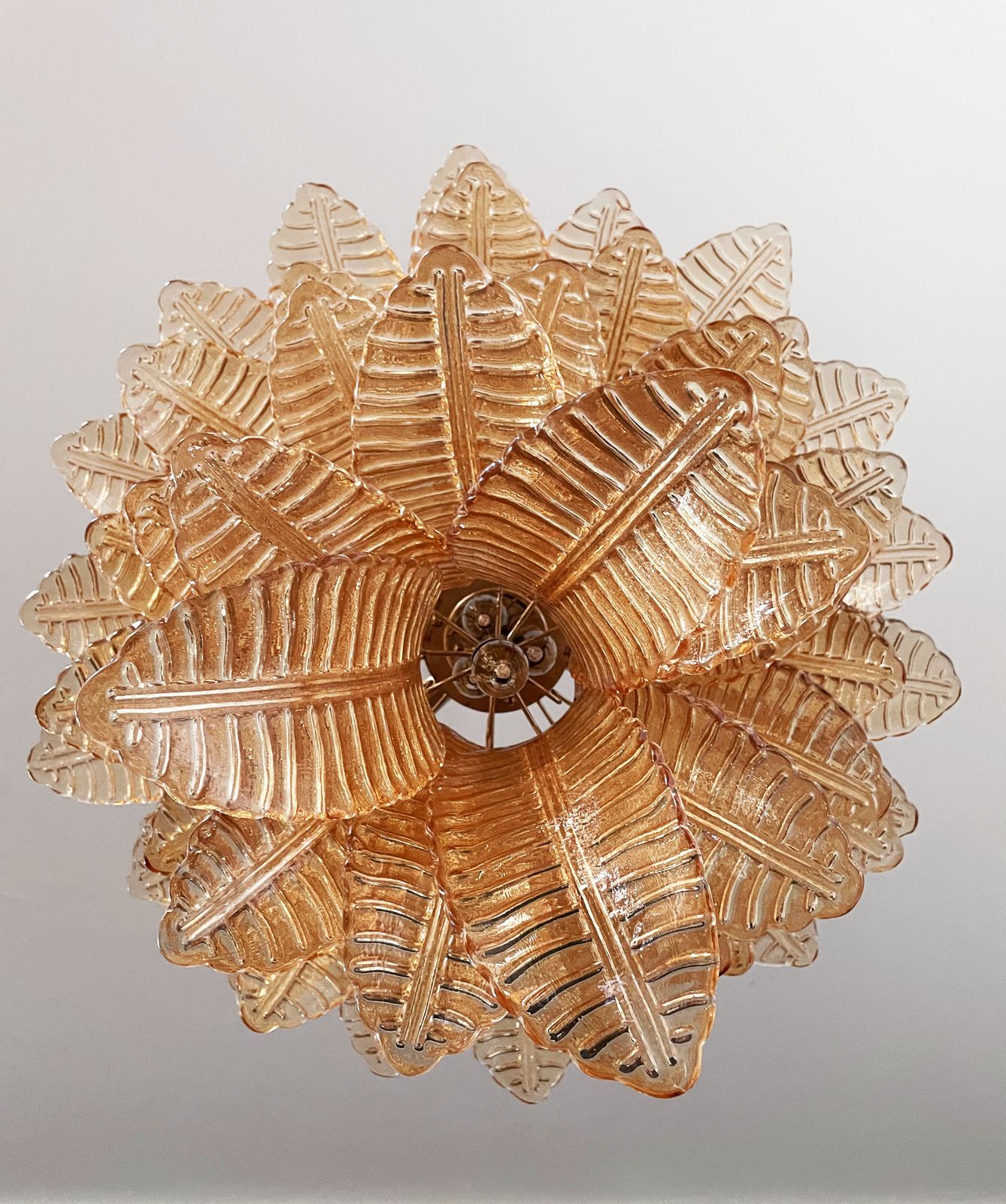 Huge Italian Murano Six Tier Amber Felci Glass Chandelier photo vintage