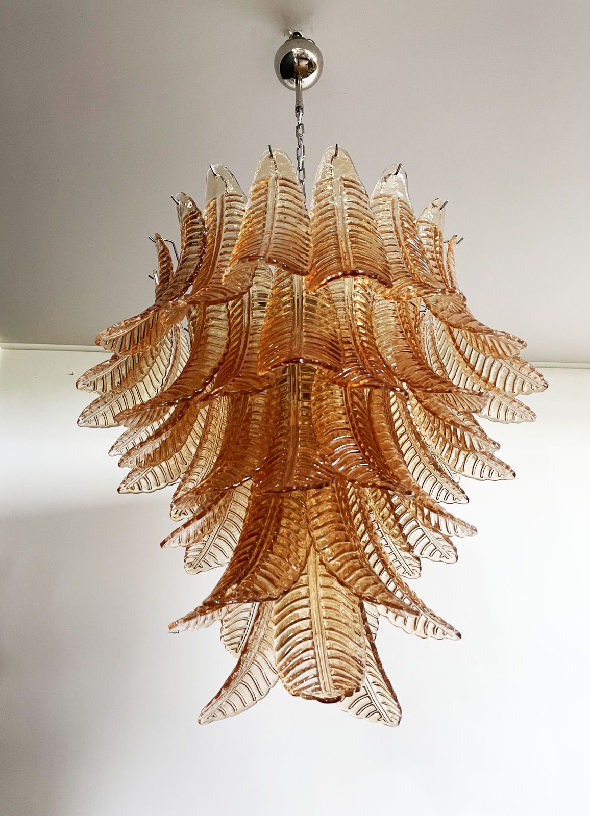 Lighting Huge Italian Murano Six Tier Amber Felci Glass Chandelier photo