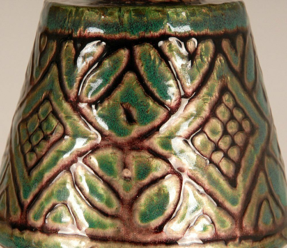 French Art Deco Geometric Table Lamps In Enamel On Copper Camille Faure, 18th Century, Set Of 2 photo furniture