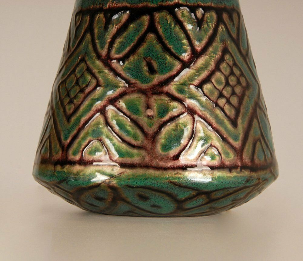 French Art Deco Geometric Table Lamps In Enamel On Copper Camille Faure, 18th Century, Set Of 2 photo vintage