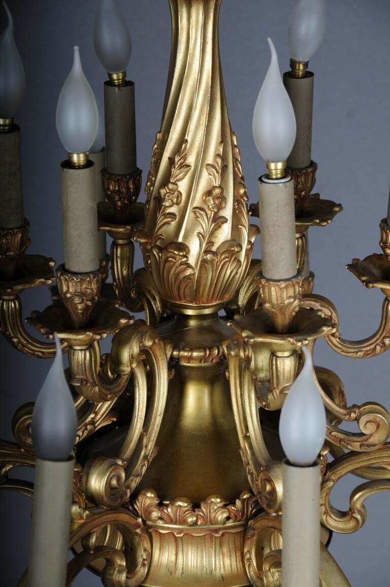 19th Century Ceiling Chandelier France Around 1890 Gold Bronze photo 3557.0