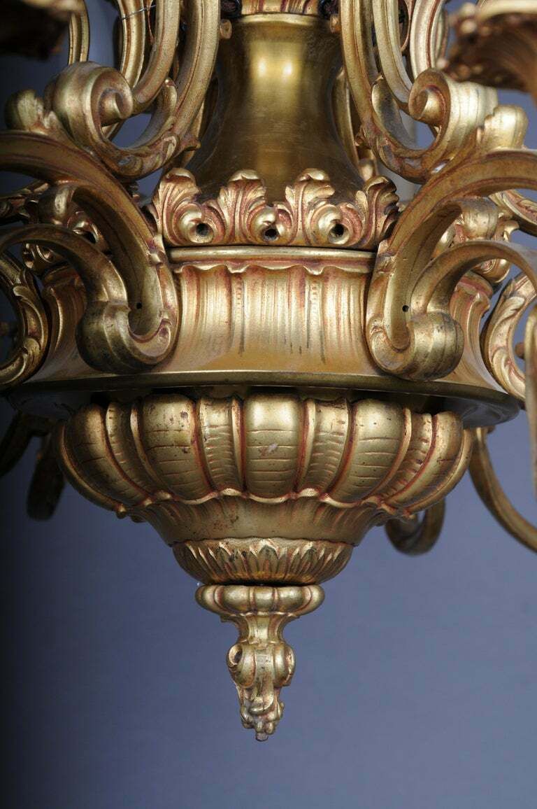 19th Century Ceiling Chandelier France Around 1890 Gold Bronze photo vintage