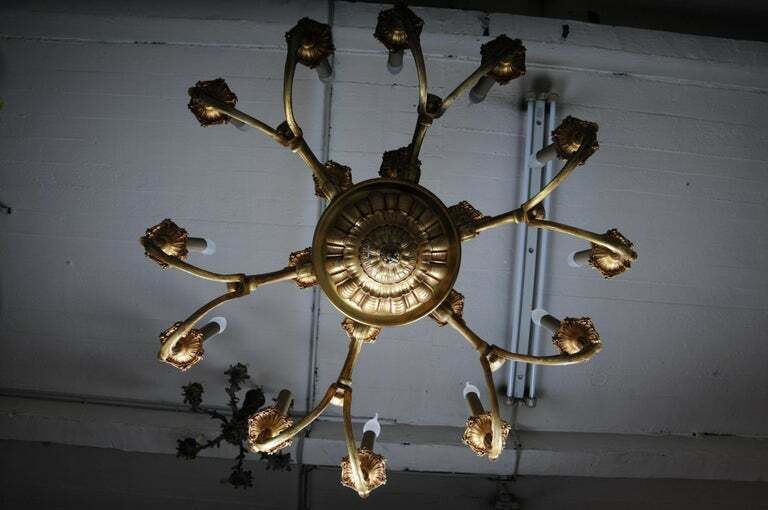photo vinterior 19th Century Ceiling Chandelier France Around 1890 Gold Bronze