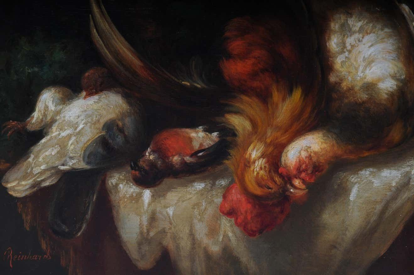 Still Life Oil Paintings Sign Reinhard, After Old Master Of The 17th Century photo vinterior