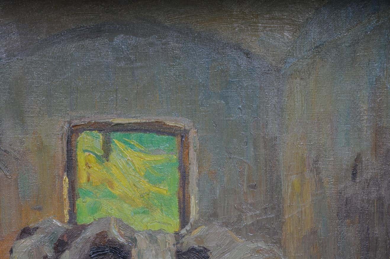 photo furniture Oil Painting Cows In The Stall Sign Felix Eisengräber, 1920