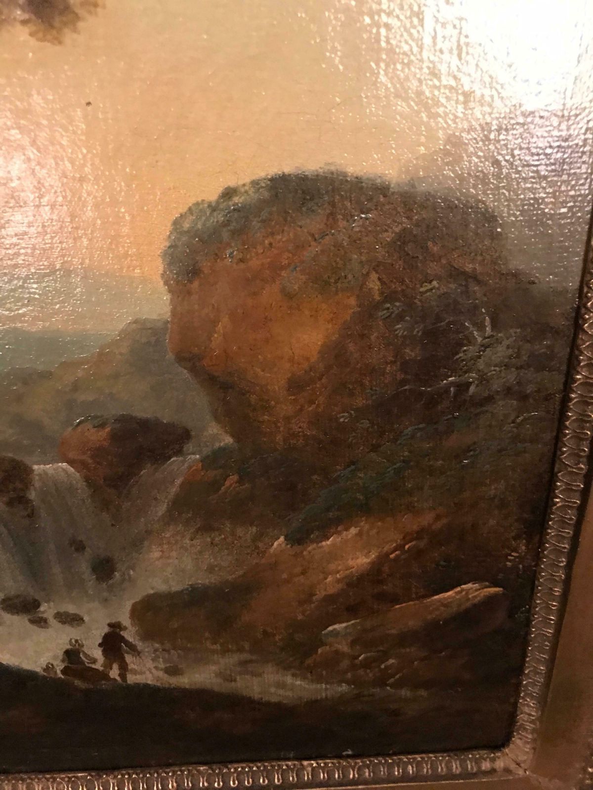 Oil Painting Waterfall In The Roman Mountains, 18th Century photo buy