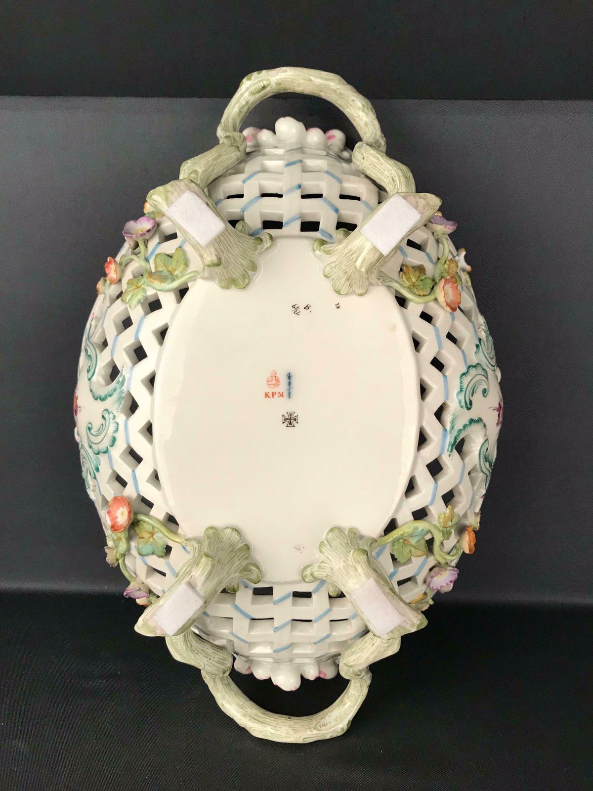 photo furniture Kpm Berlin Porcelain Fruit Basket Bowl Meissen Hand Painted Flowers