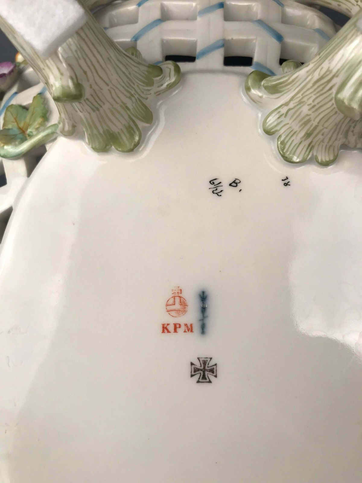 photo for sale Kpm Berlin Porcelain Fruit Basket Bowl Meissen Hand Painted Flowers