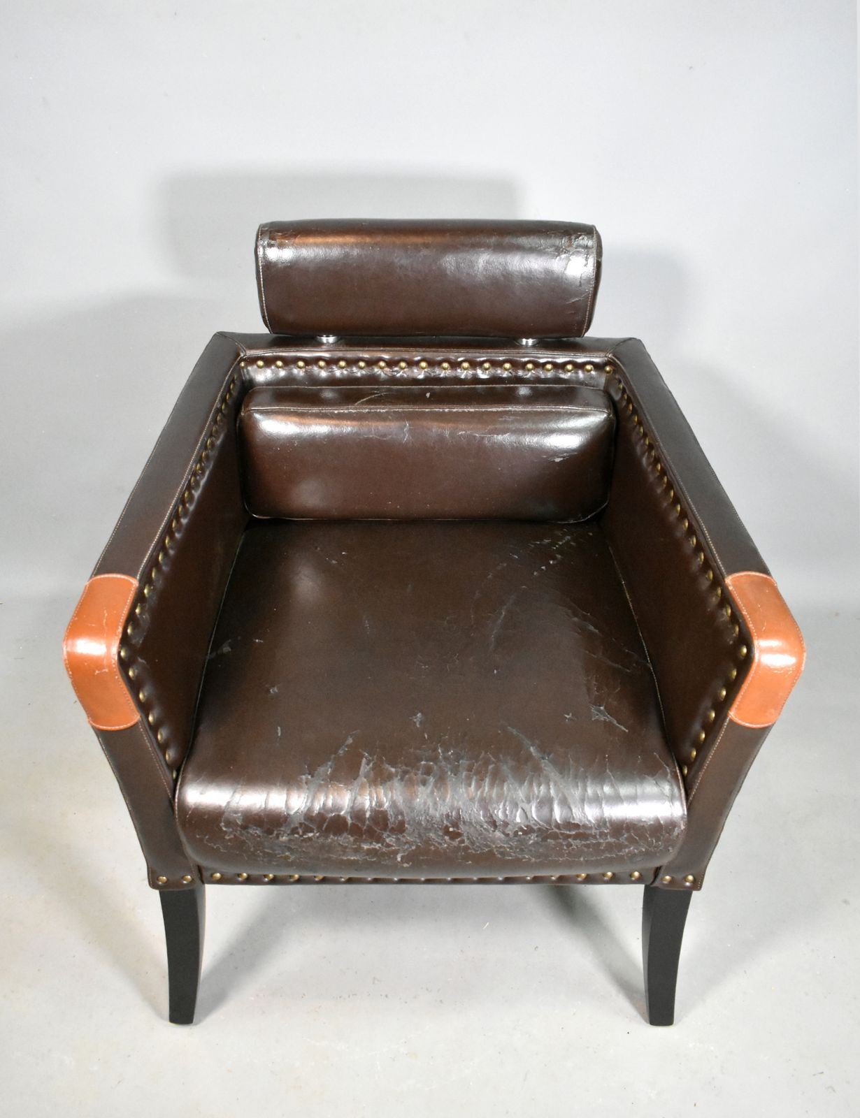 photo for sale French Mid Century Lounge Chair In Leatherette