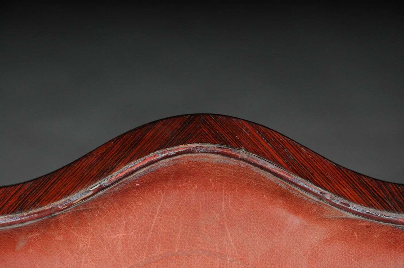 French Chair Leather Covered Tulip Veneer Louis Quinze  Circa 1890 photo 2006.0