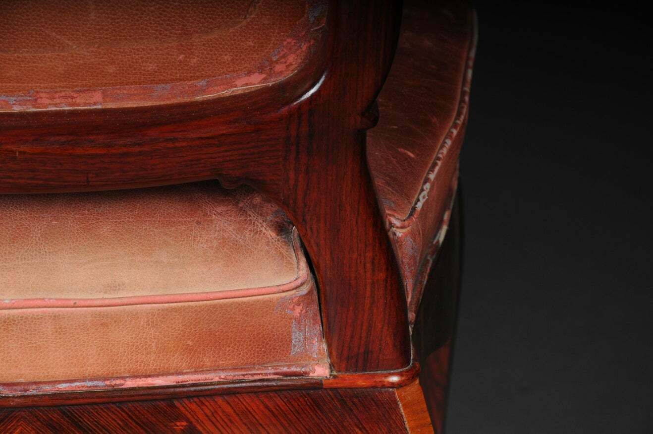 photo buy French Chair Leather Covered Tulip Veneer Louis Quinze  Circa 1890