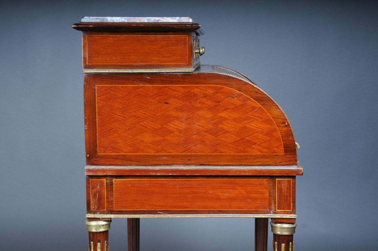 Impressive Rolling Secretary In Louis XVI 20th Century  Mahogany photo vintage