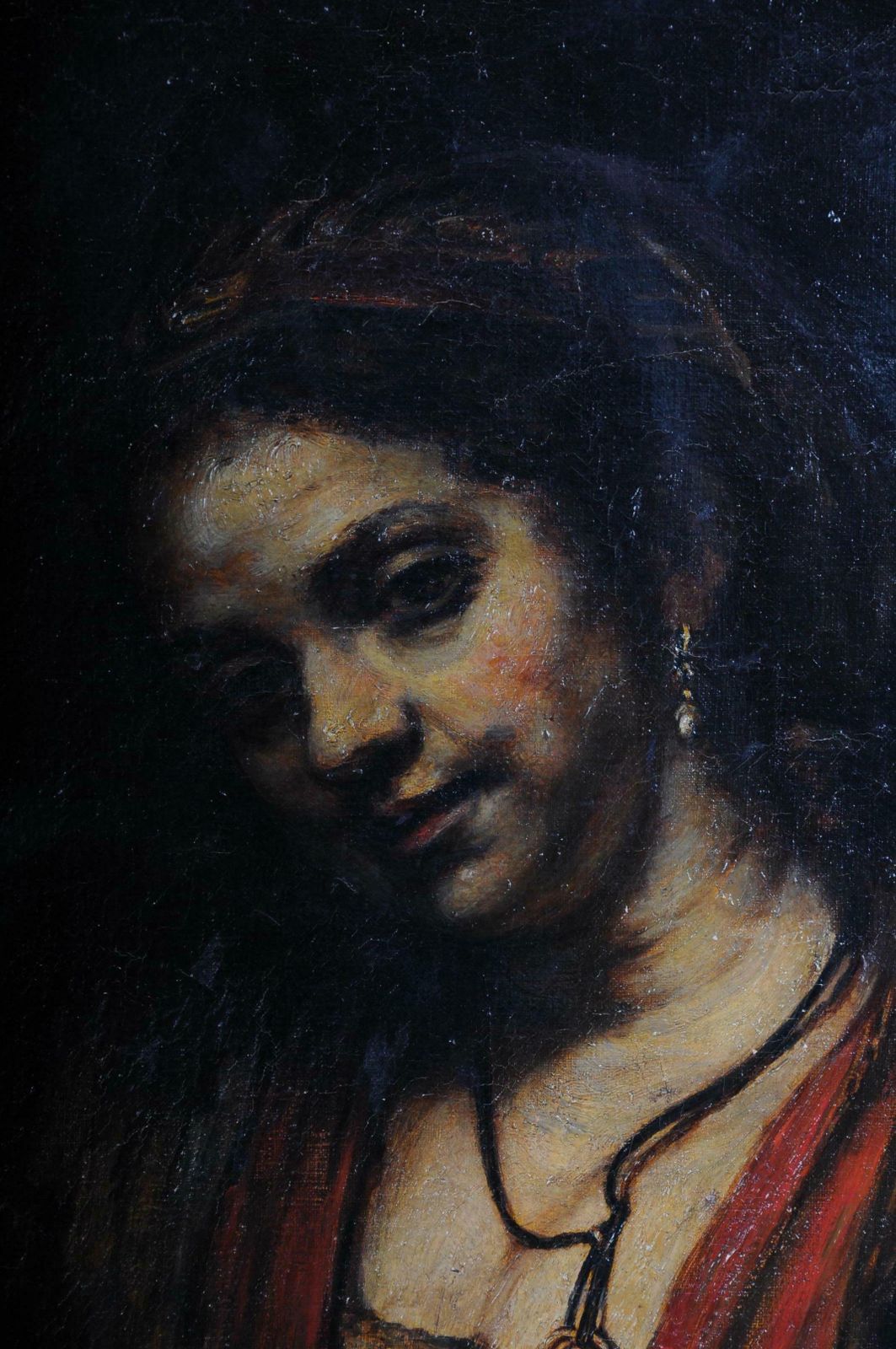 3064.0 19th Century Oil Painting Rembrandt & H. Van Rijn, Young Woman Open Neckline photo