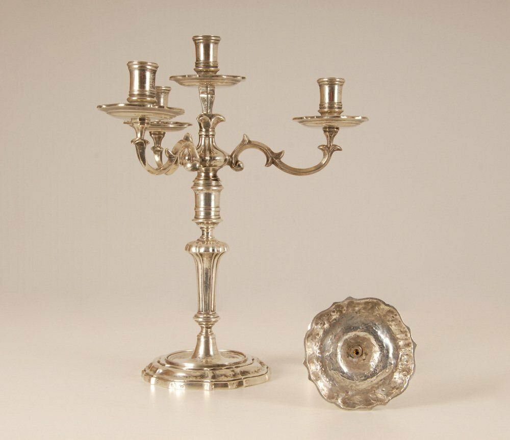 18th Century Sterling Silver Italian Rococo Style Candelabra, Set Of 2 photo vinterior