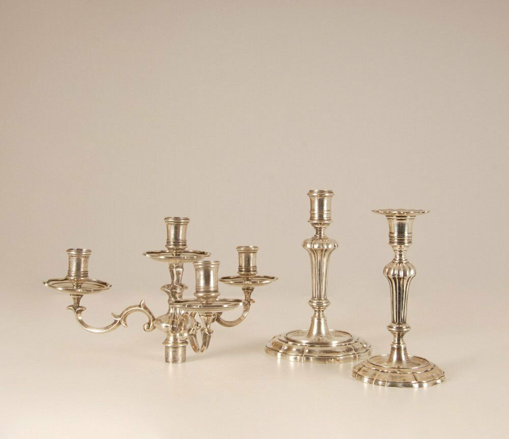 18th Century Sterling Silver Italian Rococo Style Candelabra, Set Of 2 photo buy