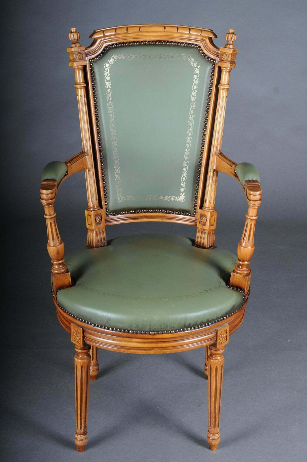 20th Century Chair English Armchair Leather Yew Wood photo for sale