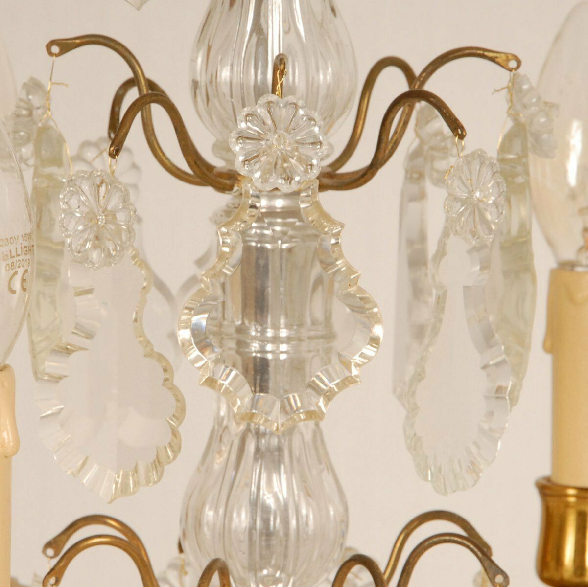 Victorian French Gilt Table Lamps With 4 Lights & Clear Crystal Prism Pendants, Set Of 2 photo buy