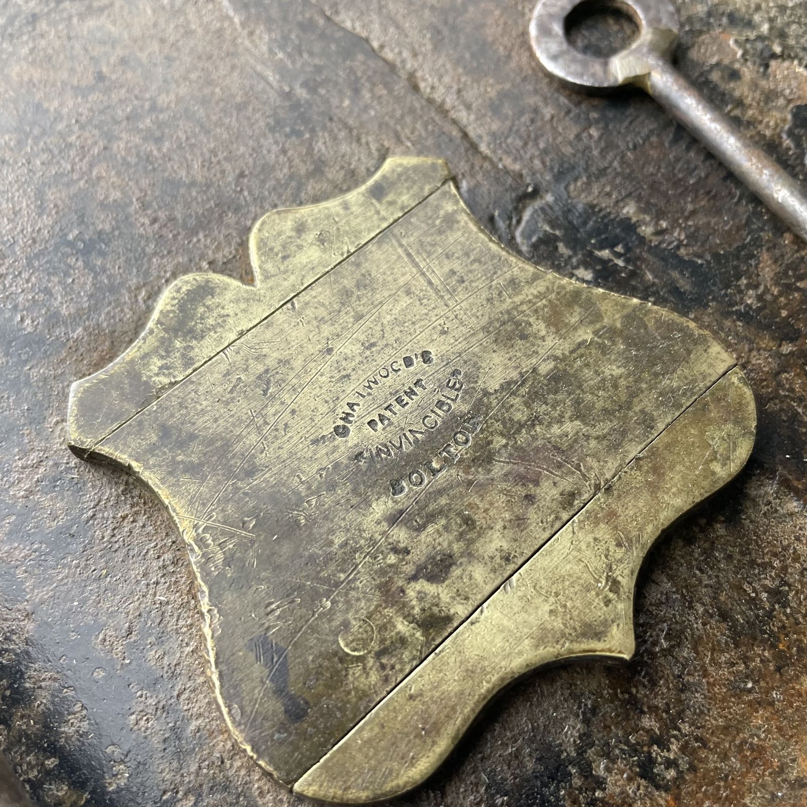 Antique Iron Strong Box With Handles And Key photo vintage