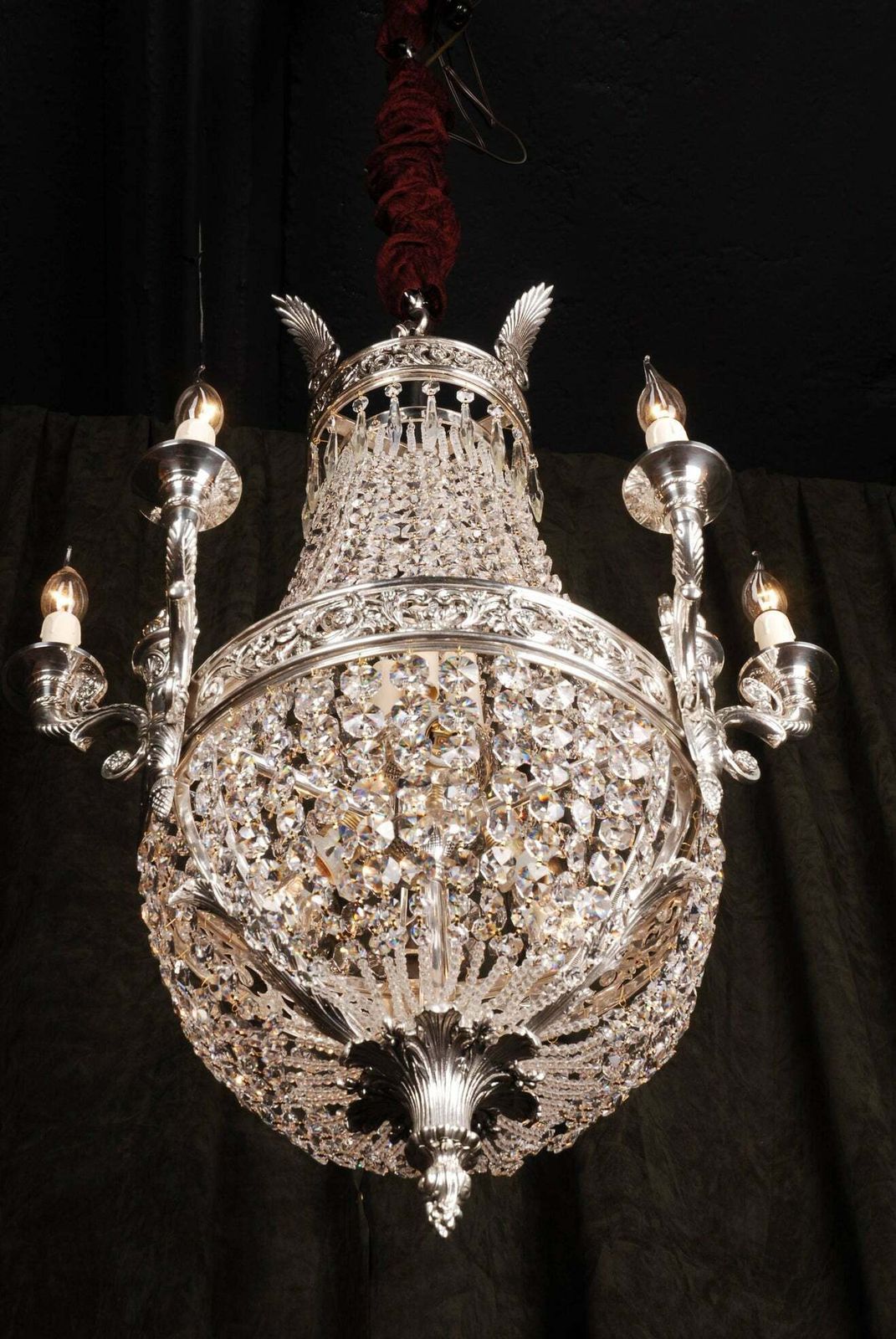 20th Century Biedermeier Classicist Style Basket Chandelier photo furniture
