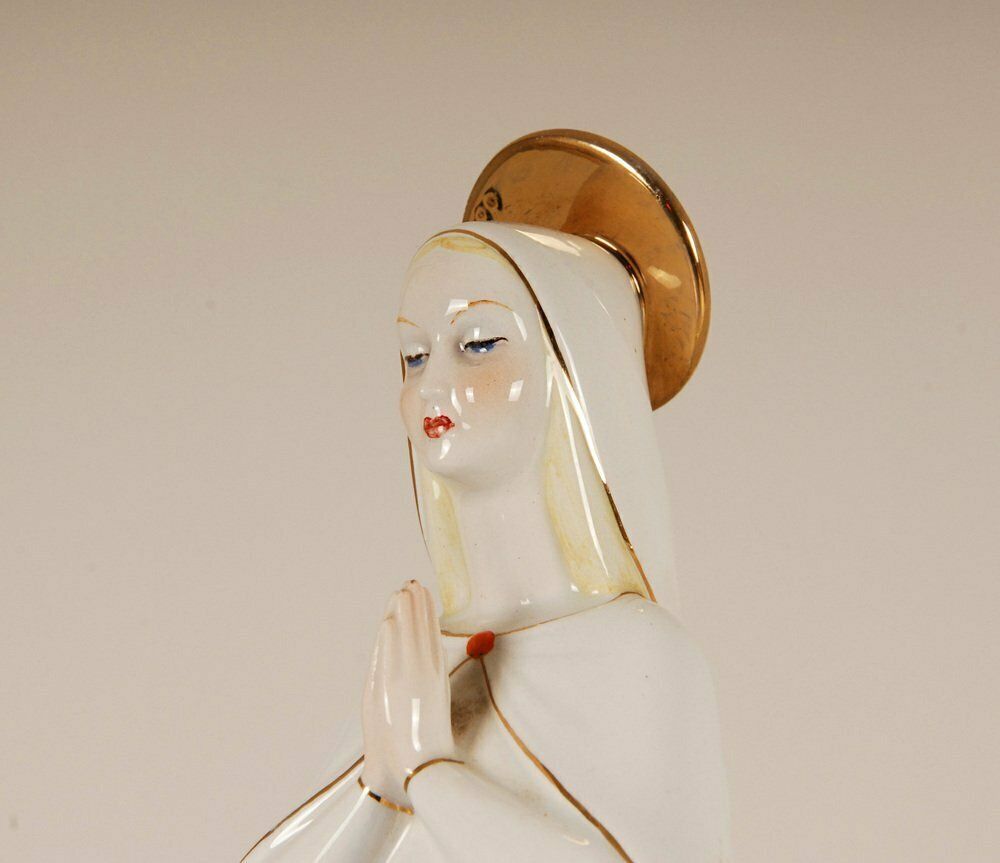 Italian Ceramic Porcelain Figurine Of Madonna By Giovanni Ronzan photo furniture