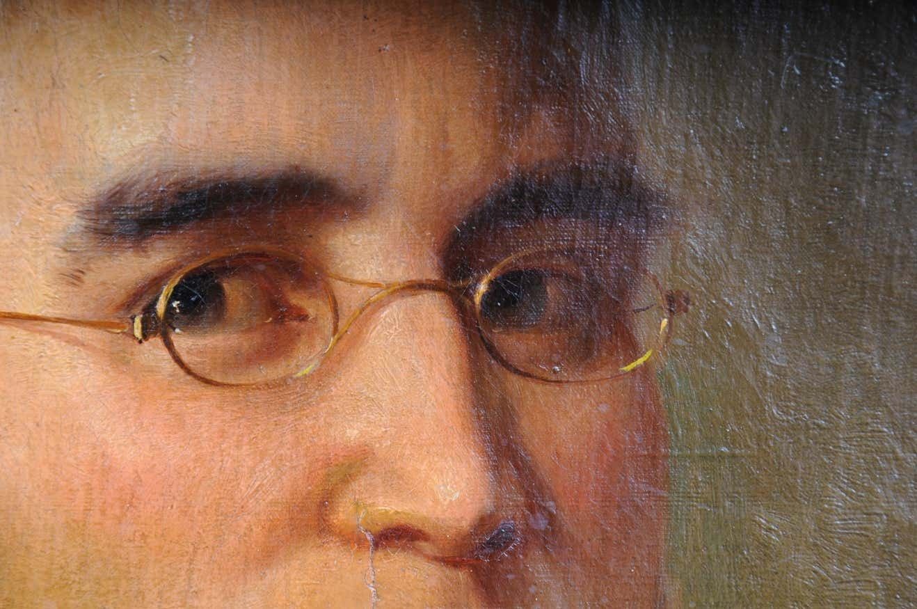 Antique Oval Biedermeier Gentlemen''S Portrait Painting, 19th Century photo Art