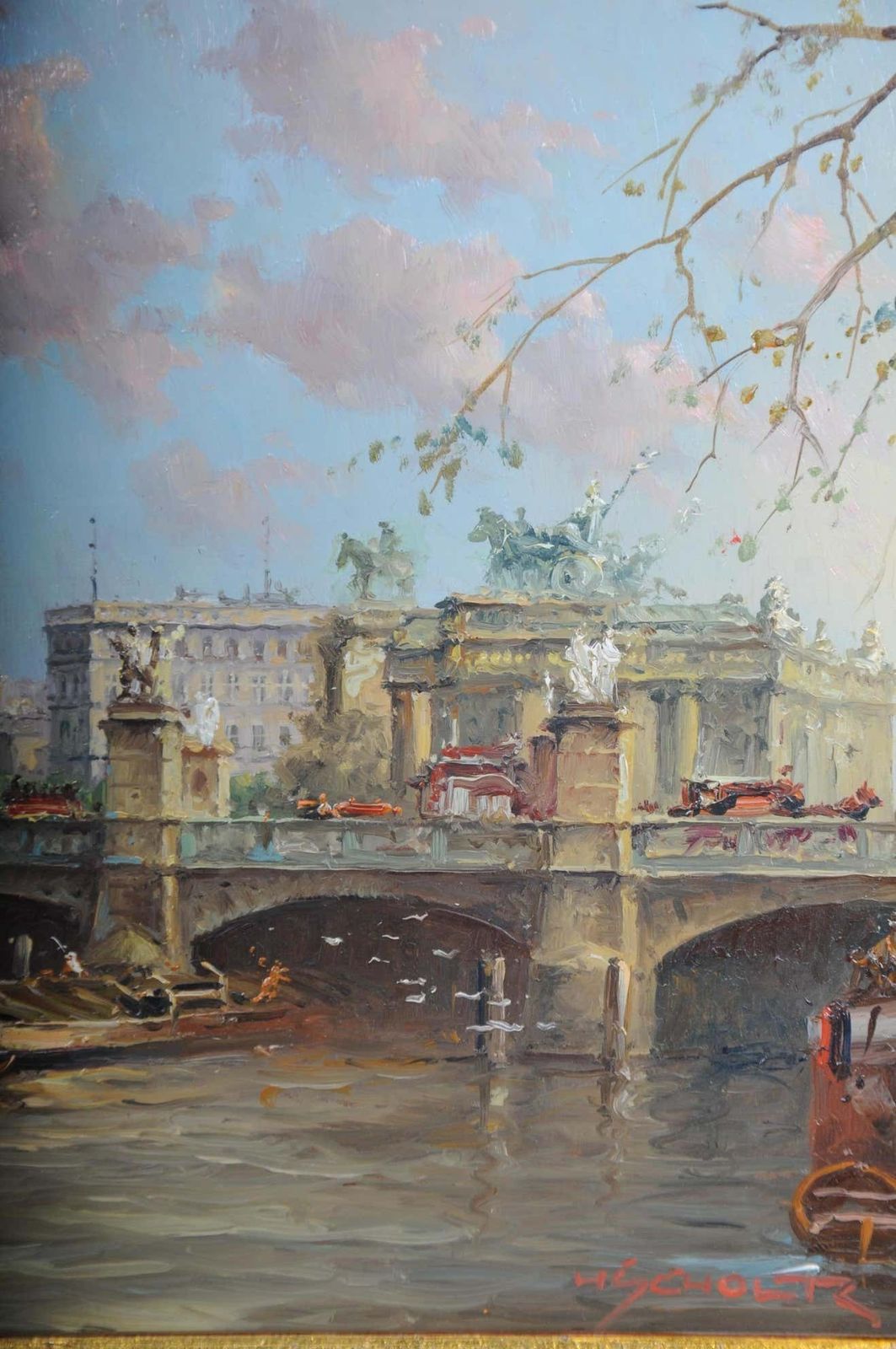 1517.0 Oil Painting Berlin Schlossbrücke Sign, Heinz Scholtz, 20th Century photo
