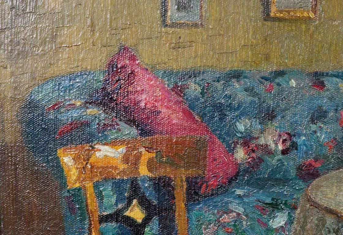 20th Century, Oil Painting Interior Biedermeier Room photo for sale