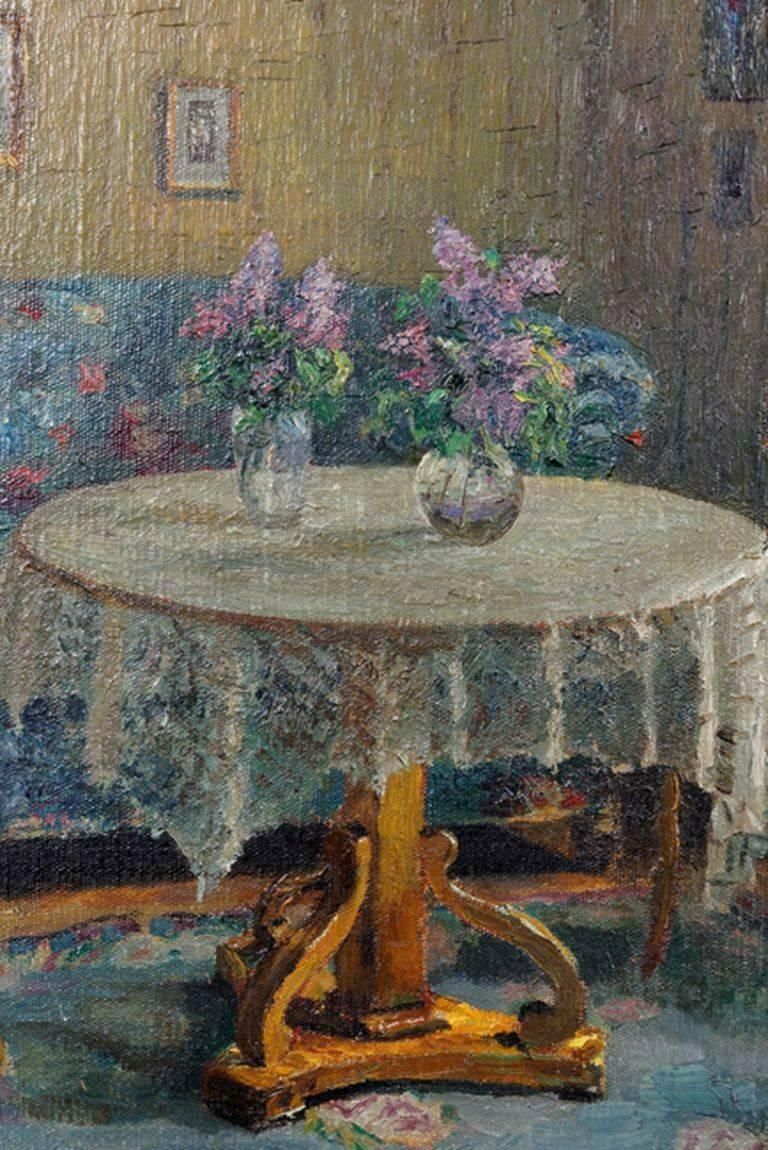 20th Century, Oil Painting Interior Biedermeier Room photo buy