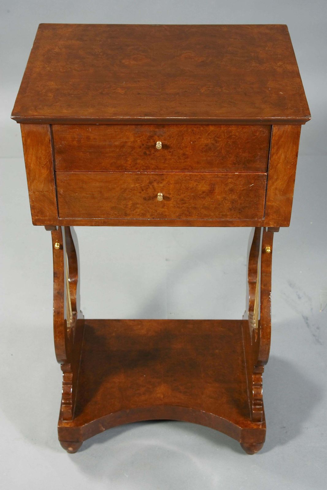20th Century Decorative Lyre Sewing Table / Side Table In Biedermeier Style photo Furniture