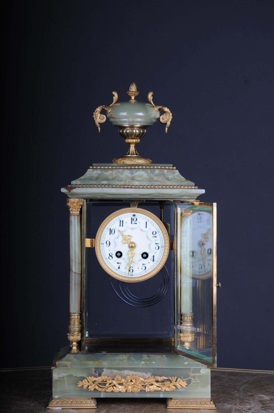 photo buy 19th Century French Fireplace Clock Onyx 1889 L.Marti Et Cie Napoleon III