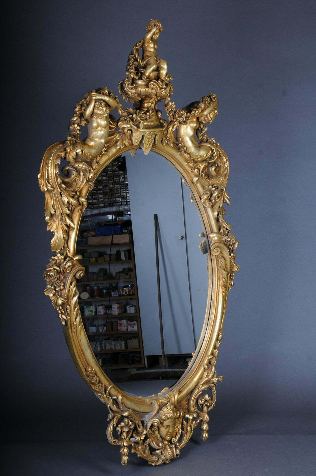 photo vintage Royal And Monumental Gilded Wall Mirror After F. Linke Paris