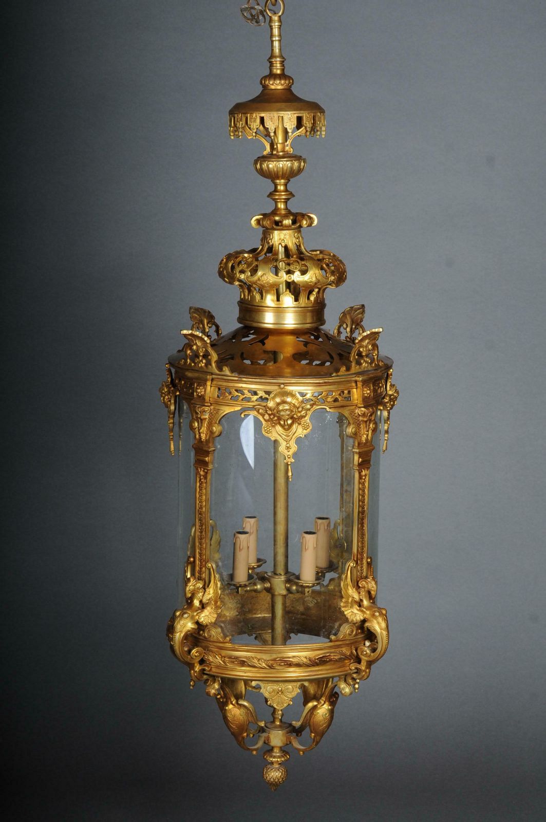 French Fire Bronze Brass Lantern Chandelier Louis XVI Shape photo furniture