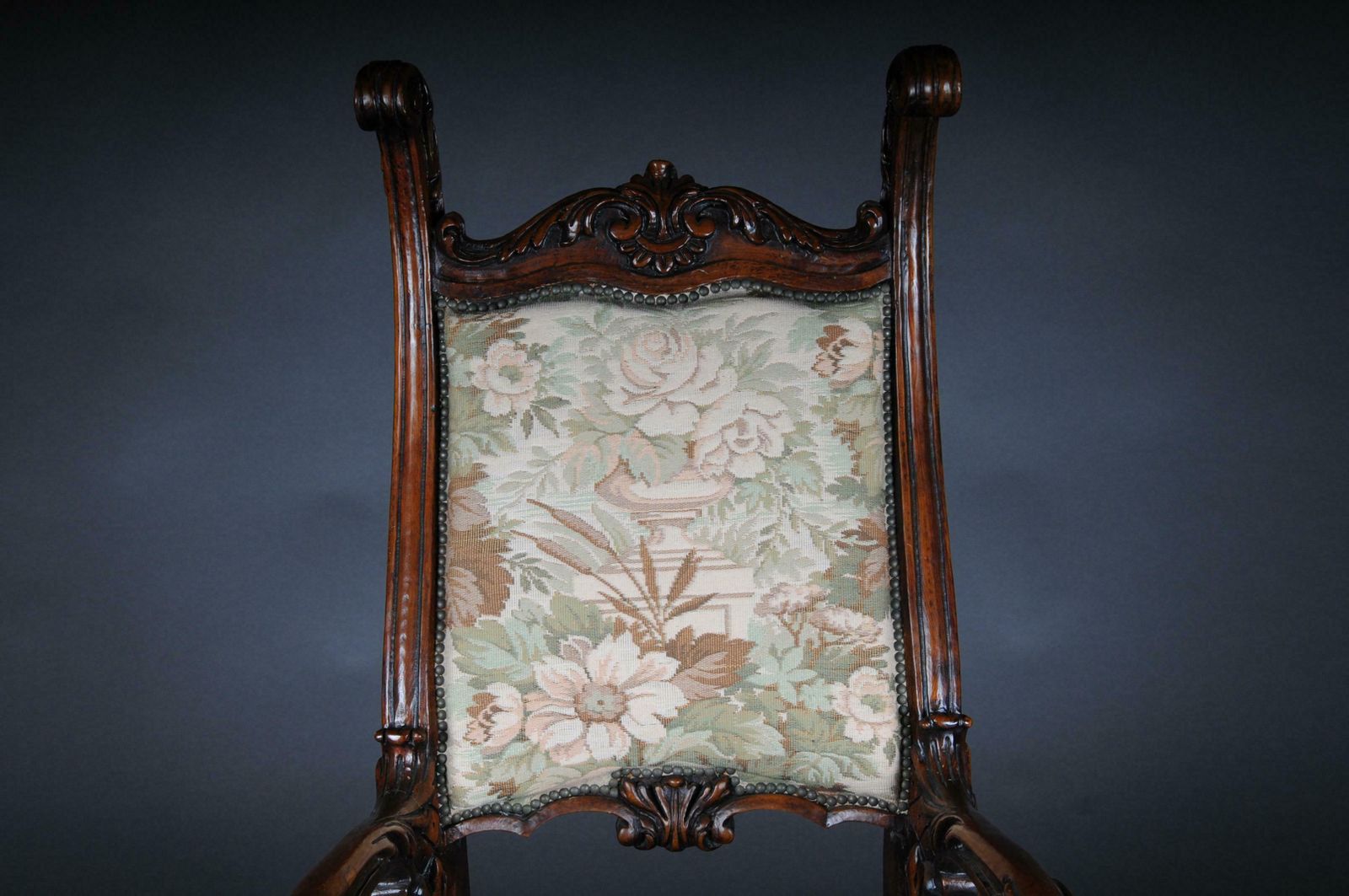 20th Century Venetian Rococo Throne Armchair / Chair Walnut photo vintage
