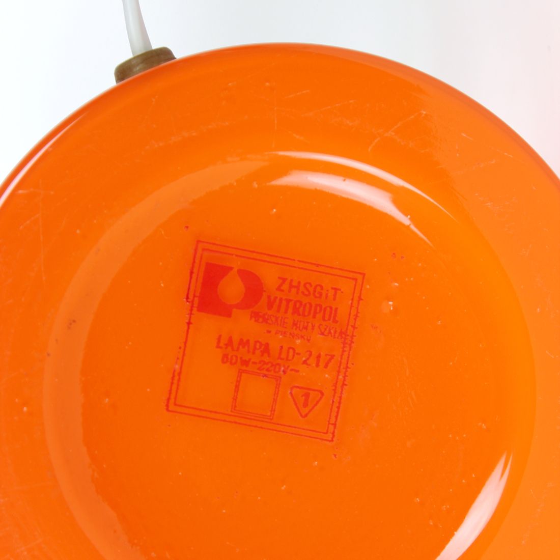 Unique Orange Glass Table Lamp By Vitropol, Poland 1960s photo buy