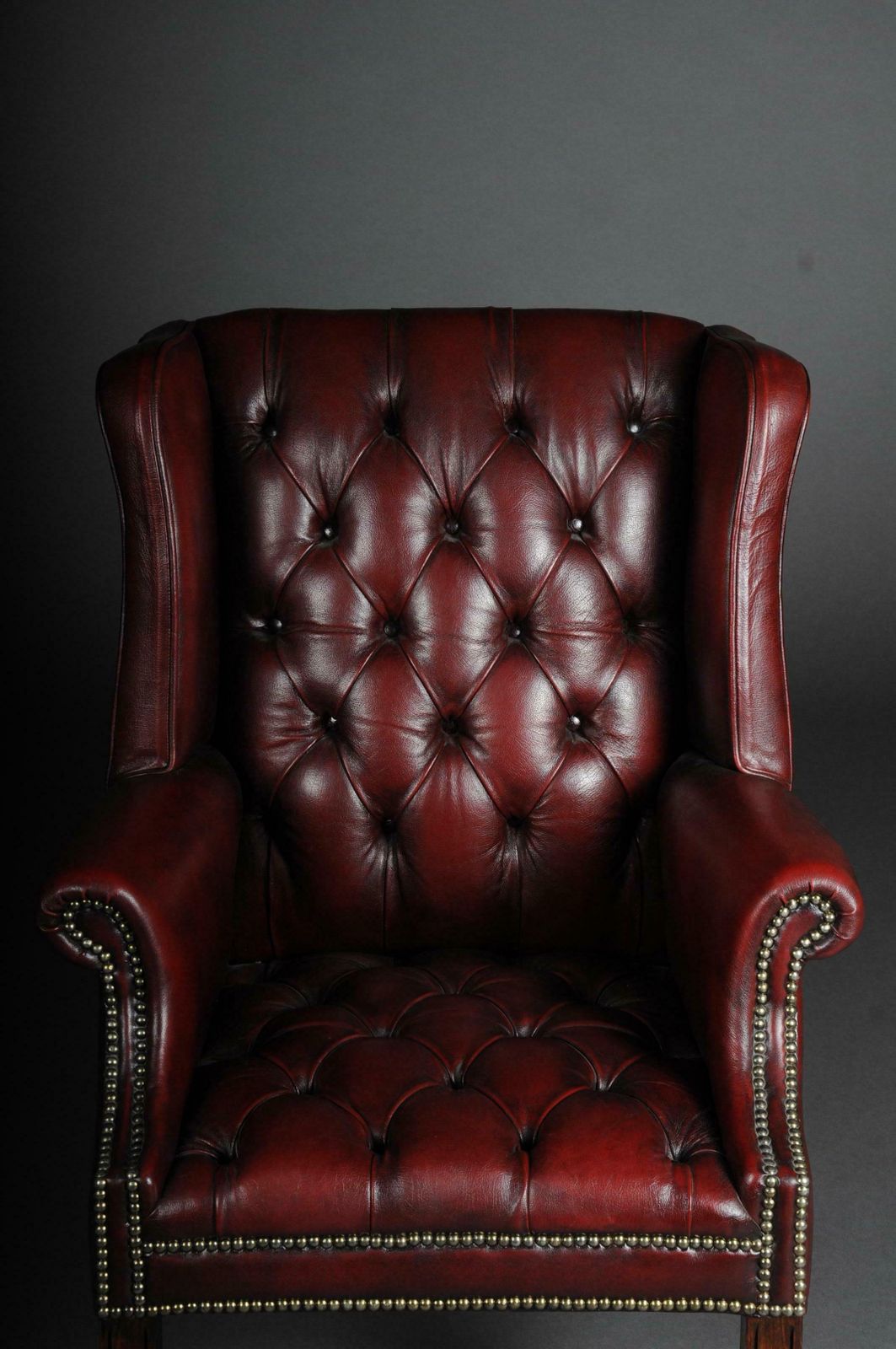 20th Century Classic English Chesterfield Earsback Chair, Leather photo Furniture