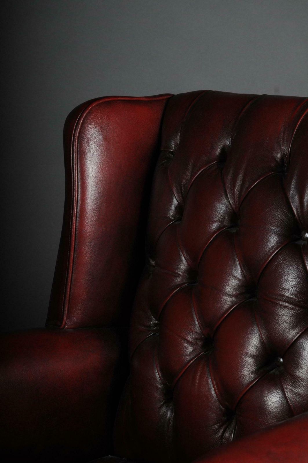 20th Century Classic English Chesterfield Earsback Chair, Leather photo buy