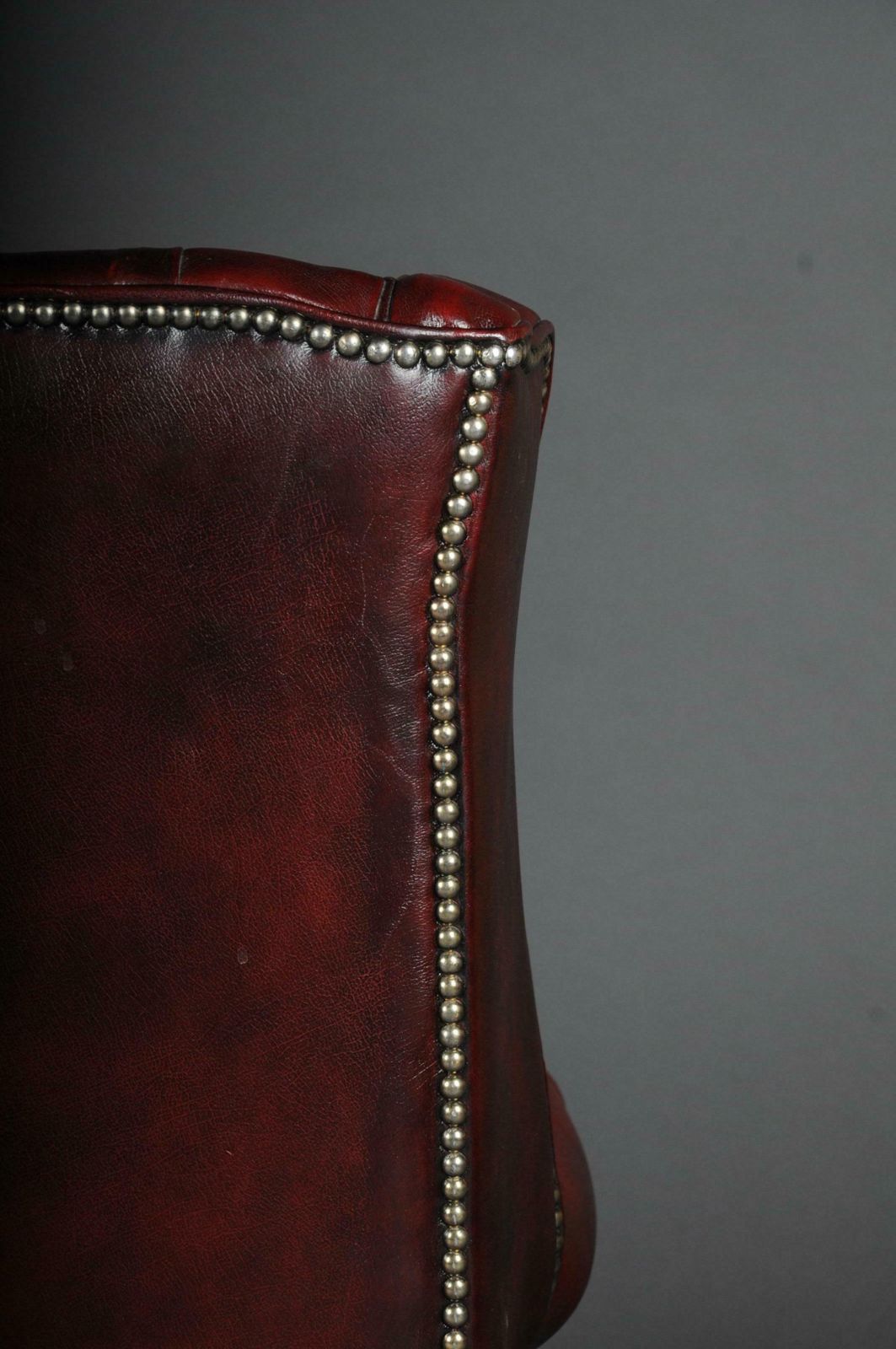 photo buy 20th Century Classic English Chesterfield Earsback Chair, Leather