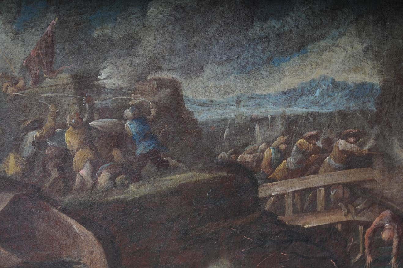 photo for sale Ottomans Oil Painting Battle Scene From 1740