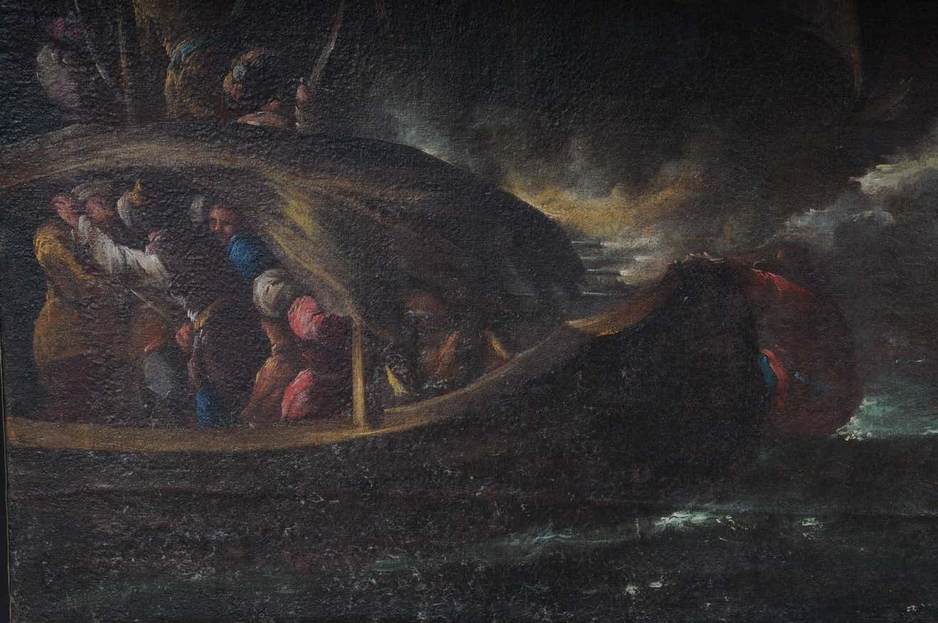 photo vintage Ottomans Oil Painting Battle Scene From 1740