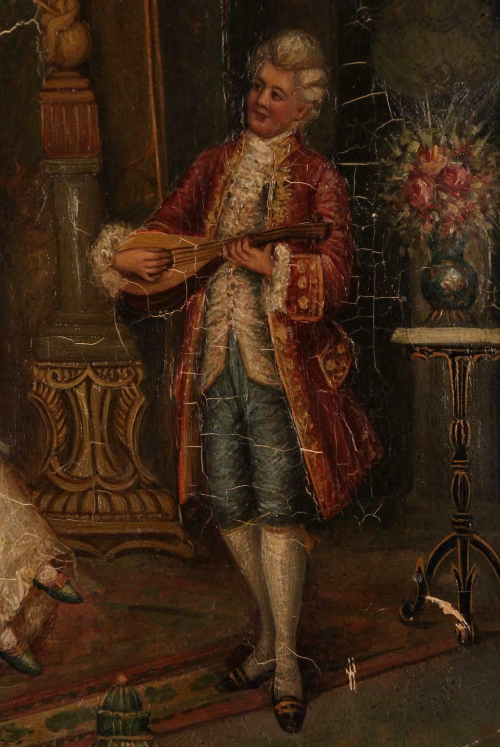 19th Century Baroque Oil Painting Rococo Scene photo Art
