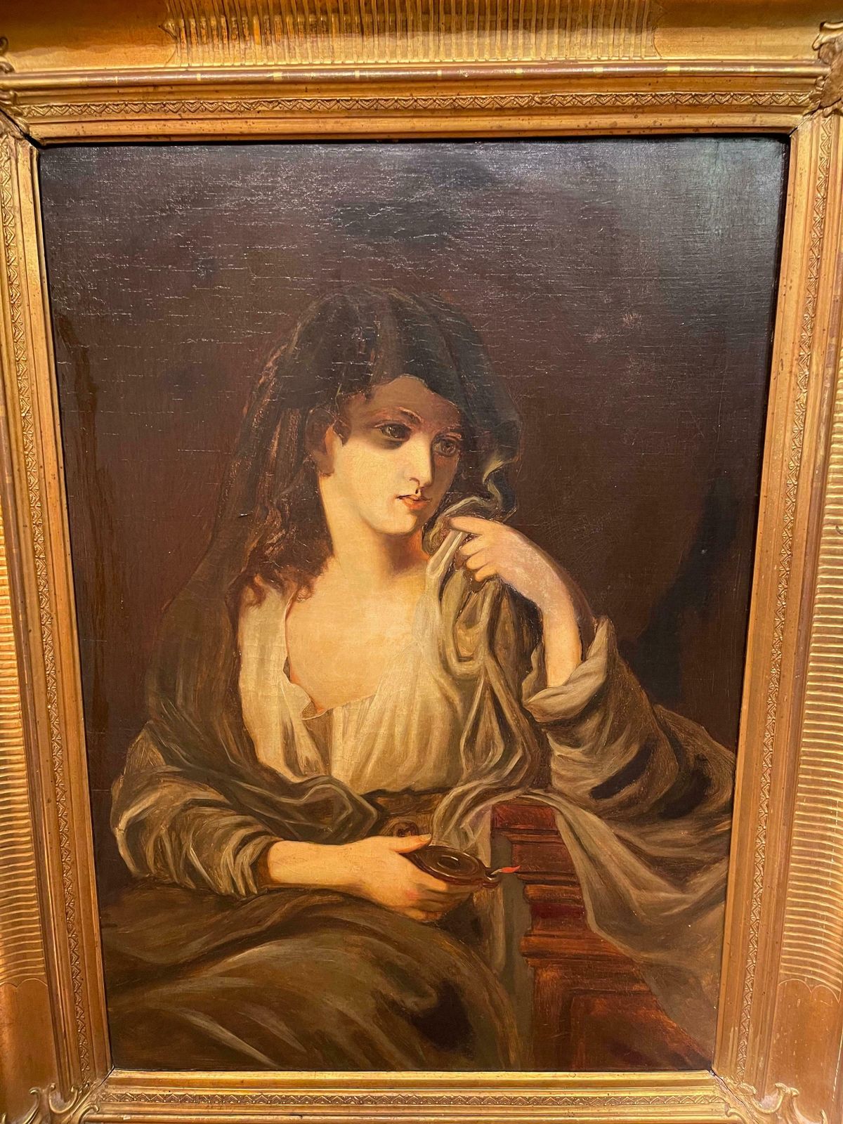 Monumental Oil On Canvas Painting  Portrait 19th Century photo furniture