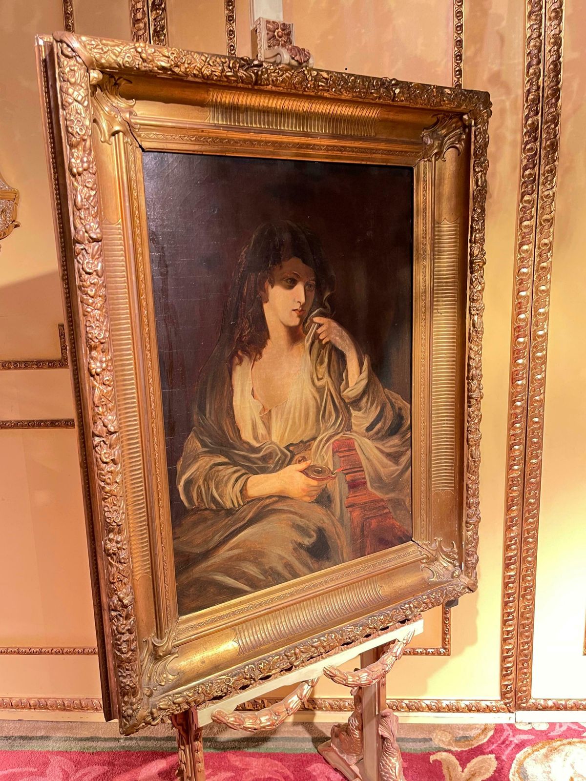 Monumental Oil On Canvas Painting  Portrait 19th Century photo vintage