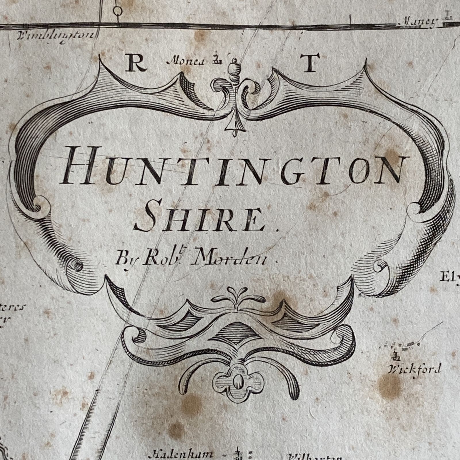 Map Of Huntington Shire By Robert Morden, Circa 1722 photo furniture
